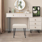 Load image into Gallery viewer, Velvet White Vanity Stool

