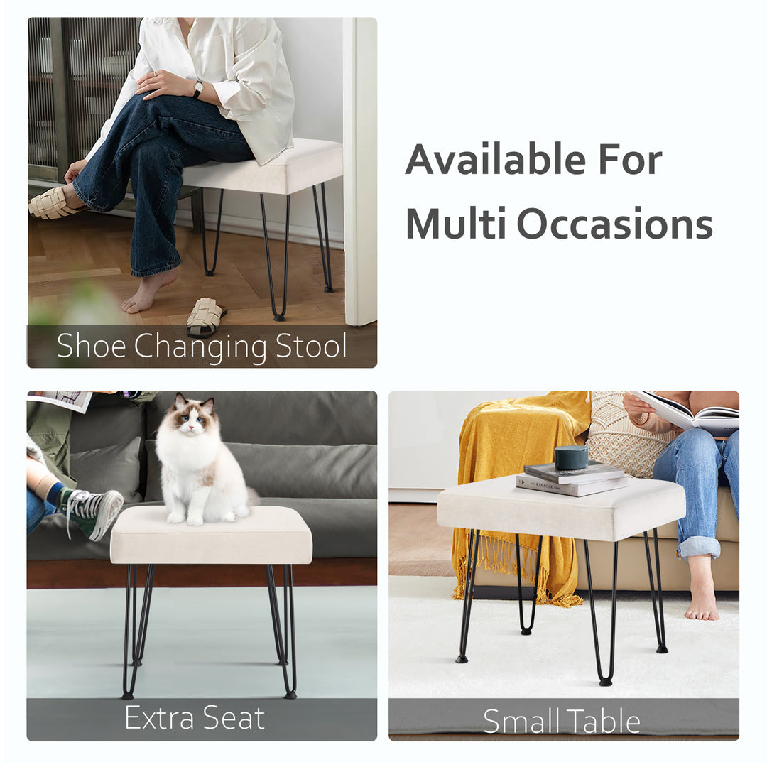 Velvet White Vanity Stool