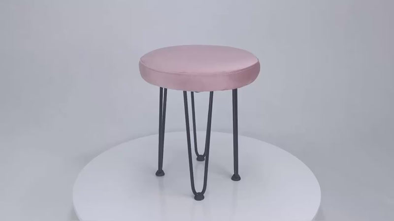 Velvet Pink Vanity Stool 